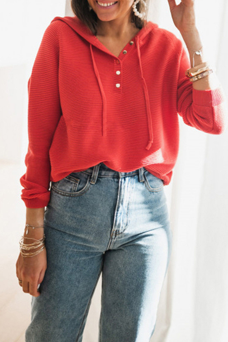 Kaynafashions - Casual Solid Patchwork Hooded Collar Sweaters(5 colors)