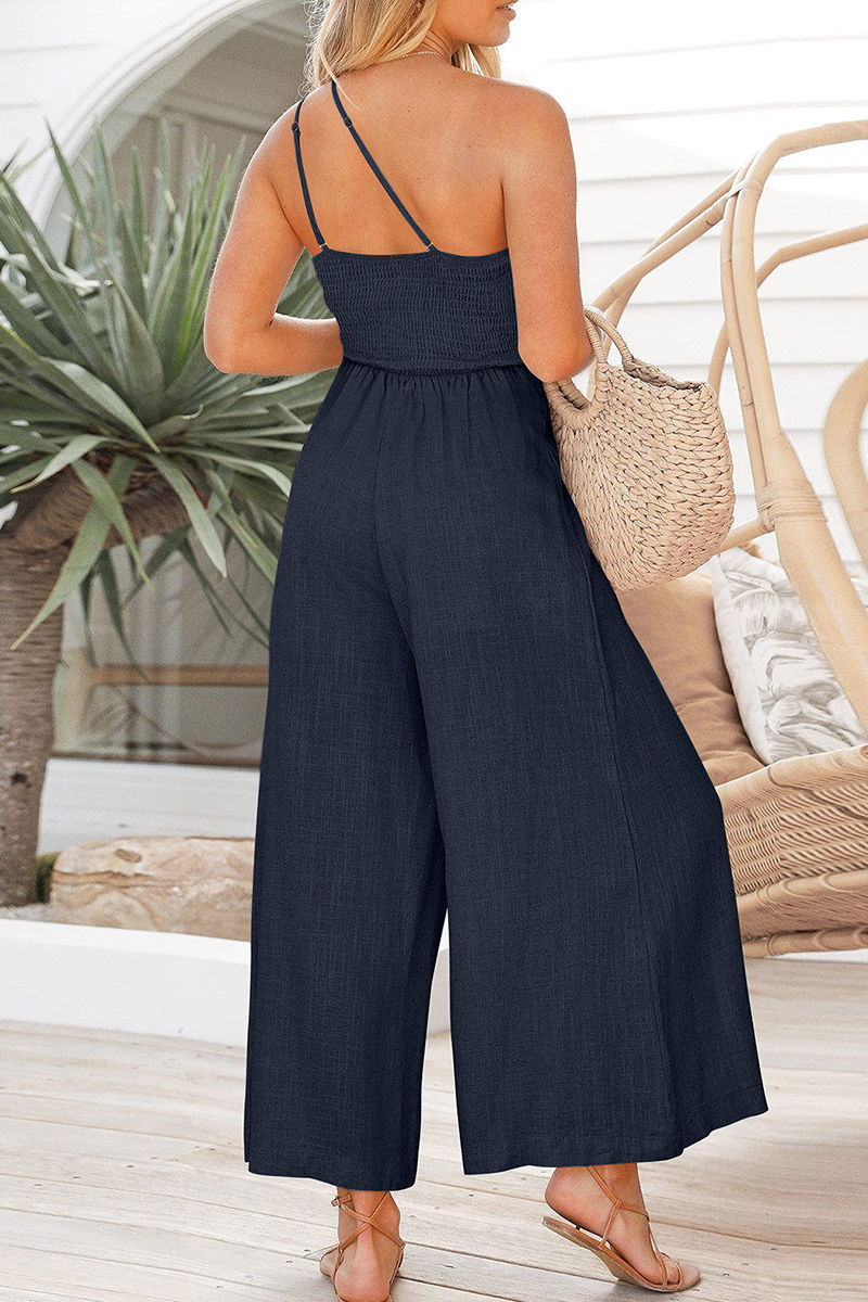 Kaynafashions - Casual Solid Patchwork Off the Shoulder Straight Jumpsuits(6 Colors)