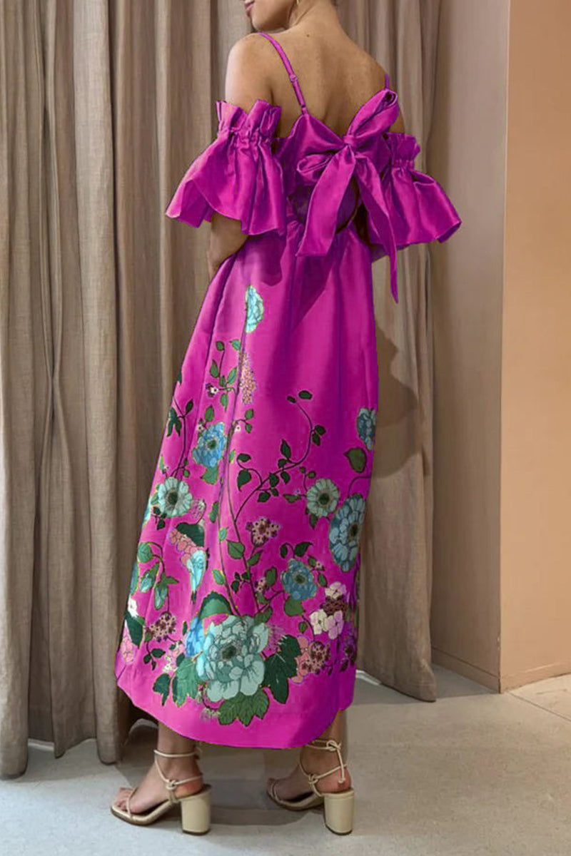 Kaynafashions - Casual Floral Pocket Off the Shoulder A Line Dresses