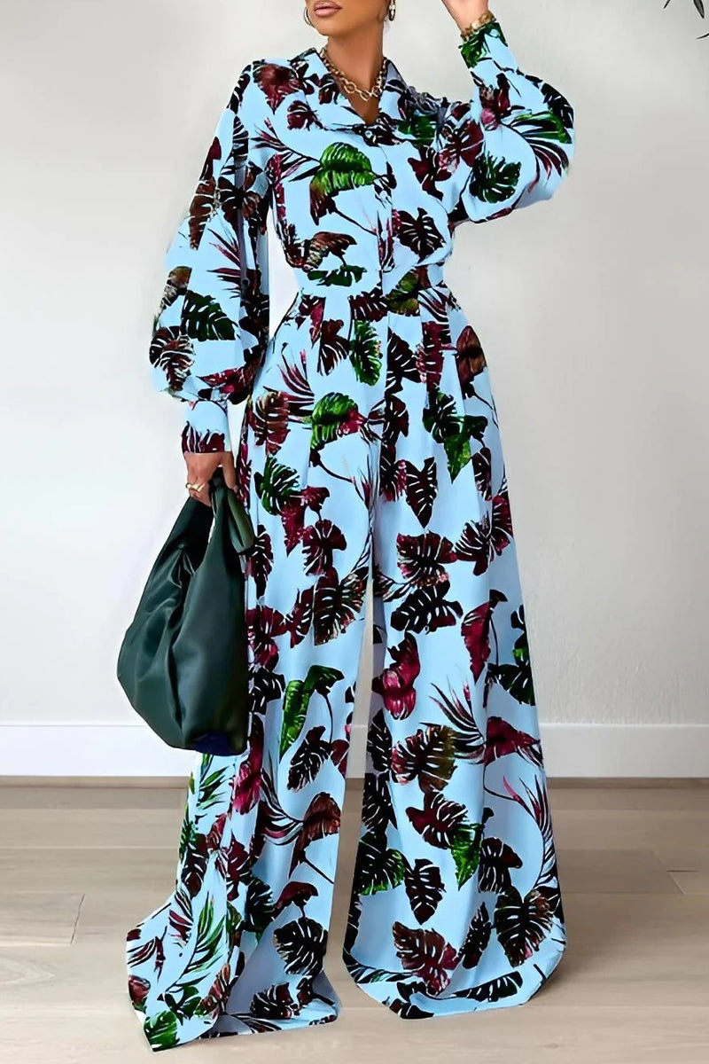 Kaynafashions - Casual Floral Patchwork Turndown Collar Long Sleeve Two Pieces(7 Colors)