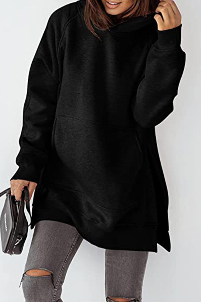 Kaynafashions - Casual Solid Solid Color Hooded Collar Tops