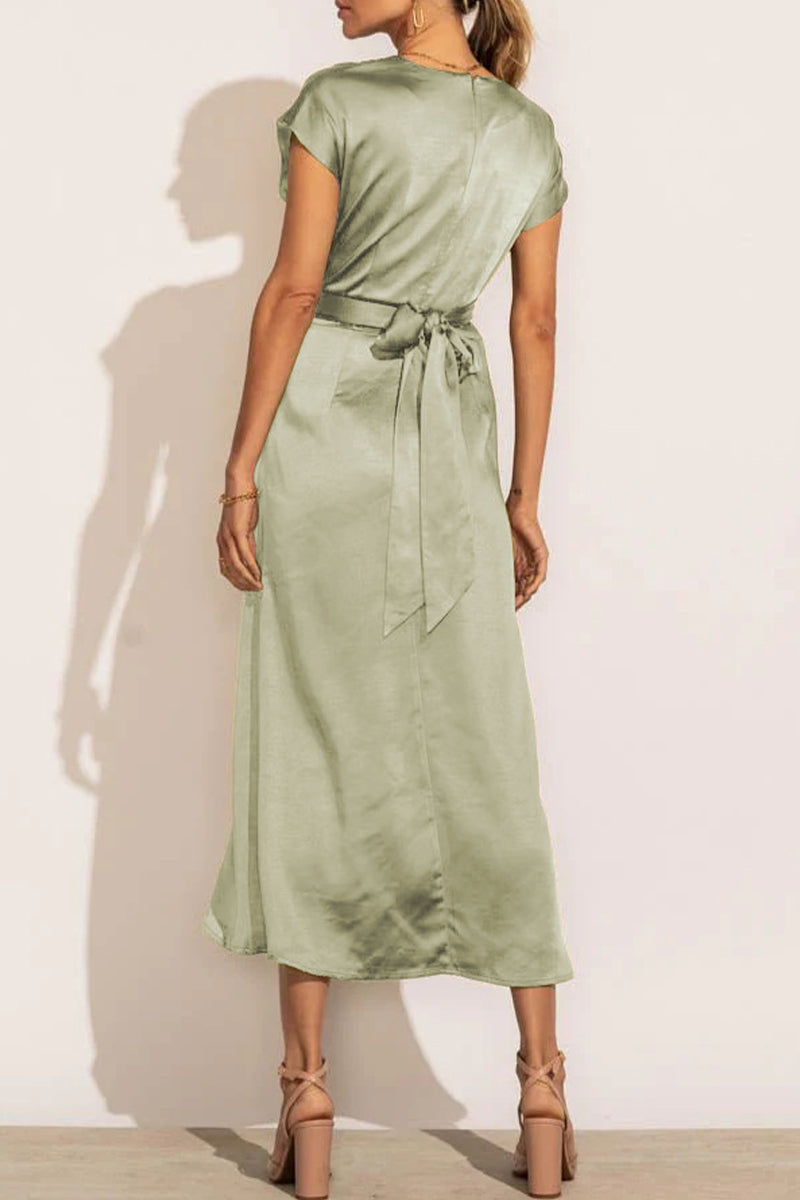 Kaynafashions - Celebrities Elegant Solid Bandage U Neck Dresses(6 Colors)