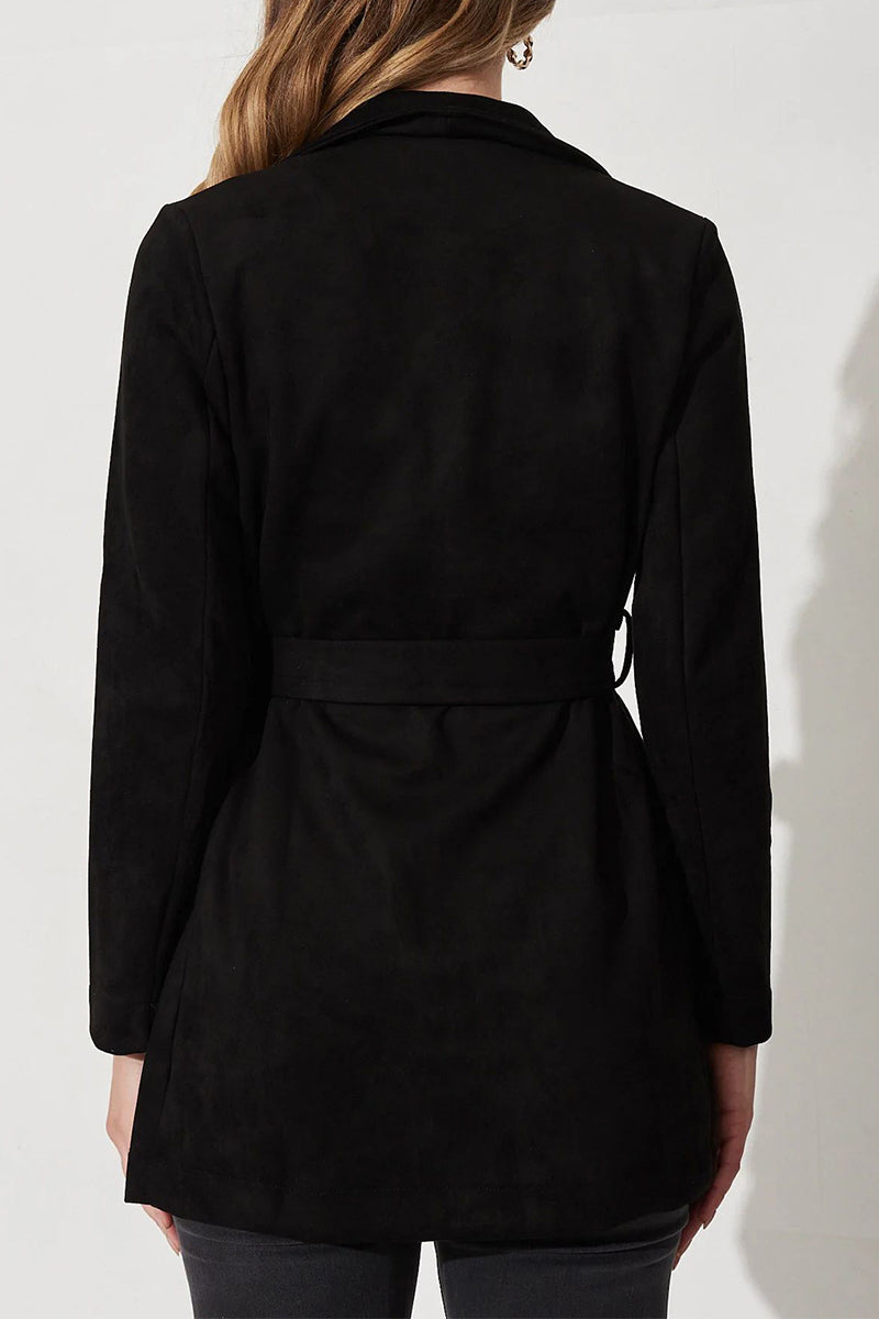 Kaynafashions - British Style Elegant Solid Patchwork Turndown Collar Outerwear