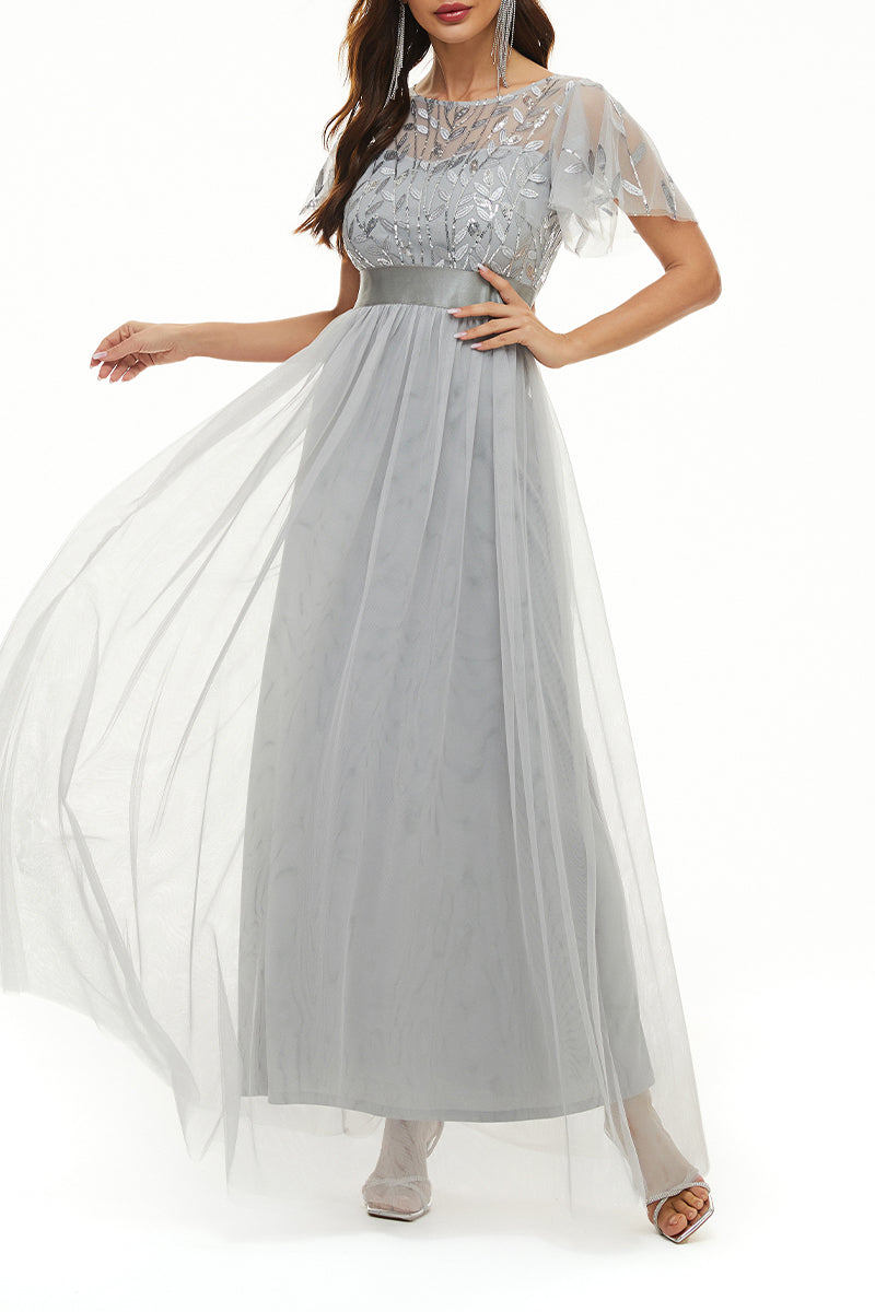 Kaynafashions - Elegant Formal Patchwork Zipper O Neck Ball Gown Dresses