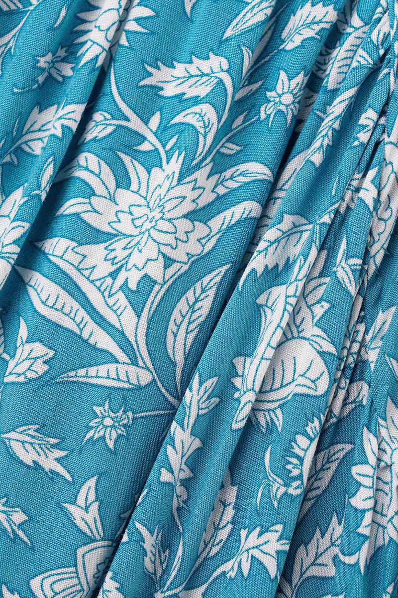 Kaynafashions - College Vacation Floral Patchwork Frenulum Asymmetrical Collar Beach Dress Dresses(6 Colors)