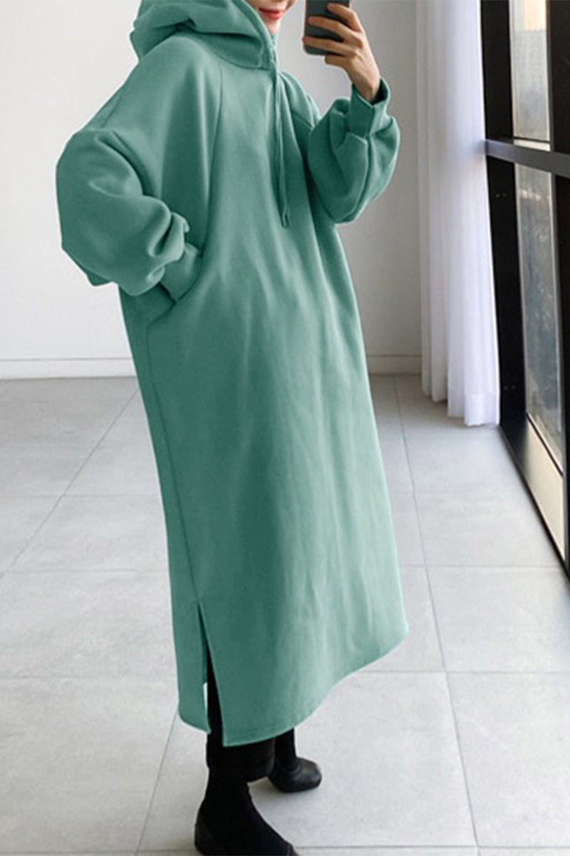 Kaynafashions - Fashion Casual Solid Solid Color Hooded Collar Tops