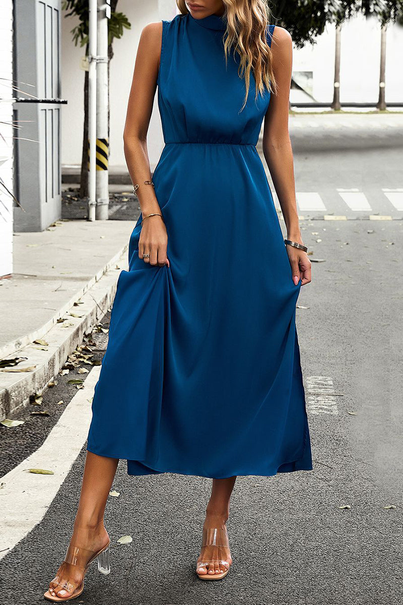 Kaynafashions - Elegant Solid Half A Turtleneck A Line Dresses