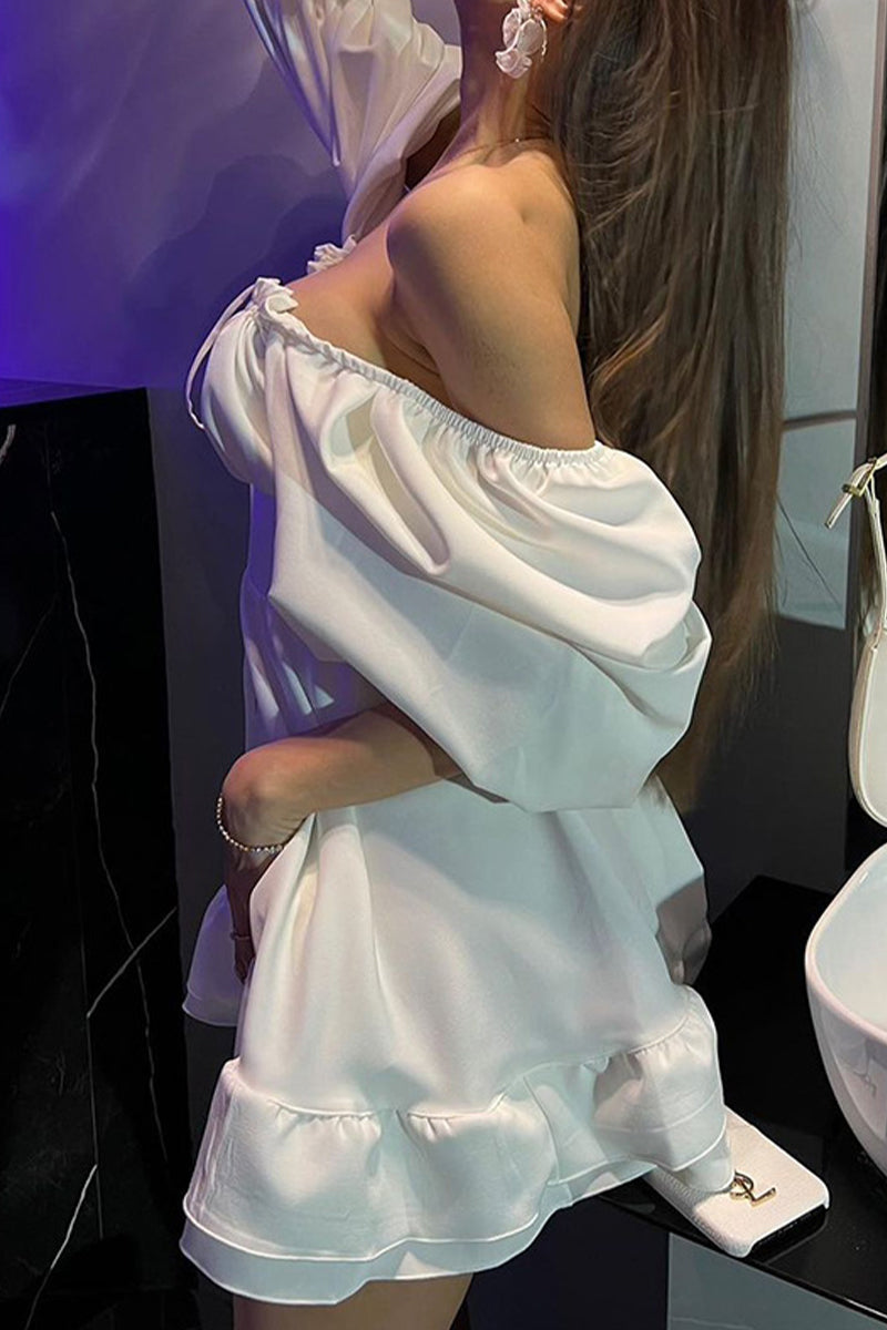 Kaynafashions - Sexy Solid Frenulum Off the Shoulder Princess Dresses