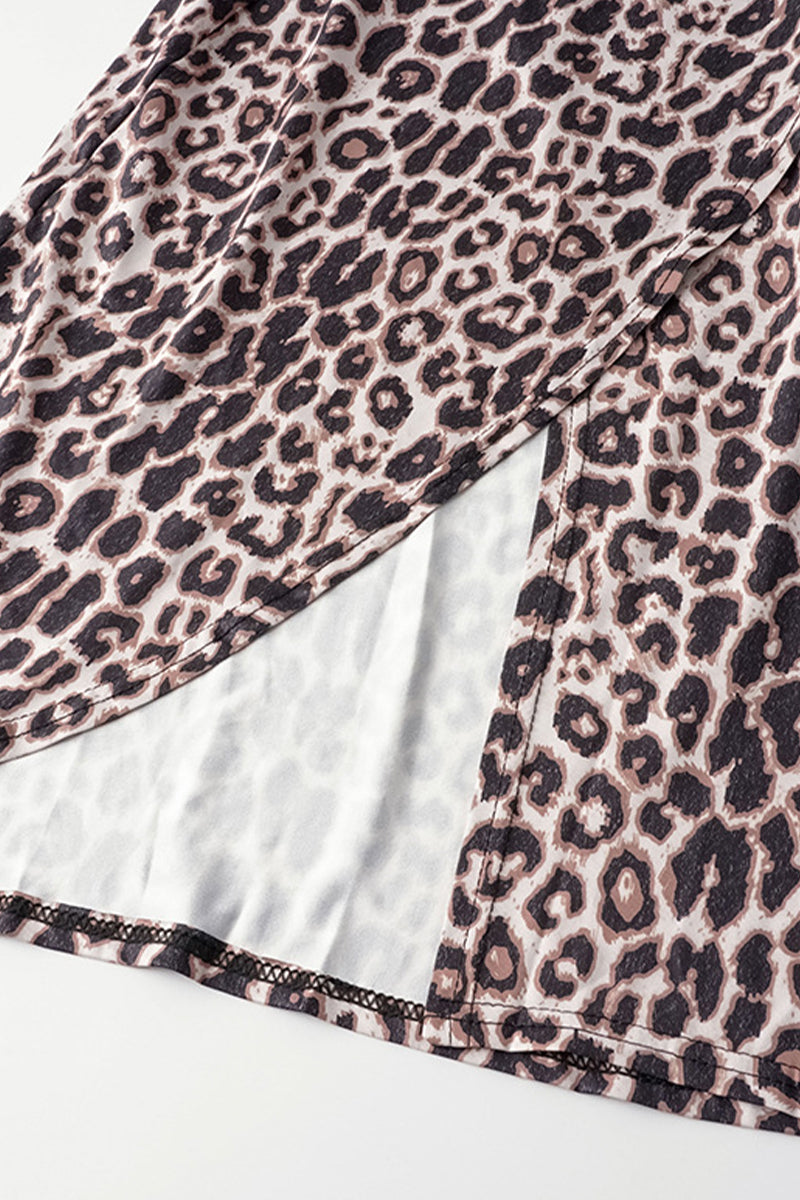 Kaynafashions - Sexy Street Animal Print Patchwork Frenulum Off the Shoulder Printed Dress Dresses(4 Colors)