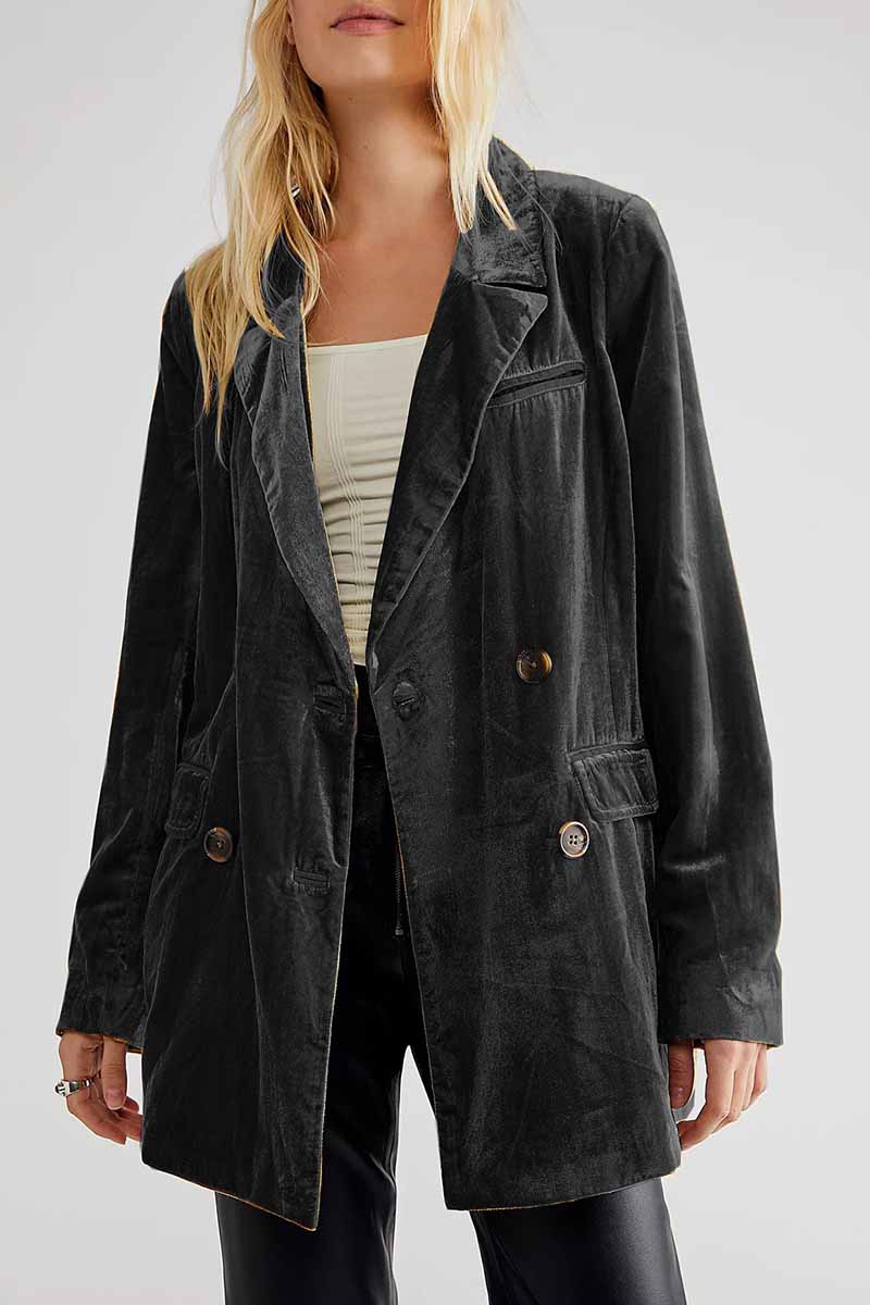 Kaynafashions - Elegant Solid Patchwork Turn-back Collar Outerwear