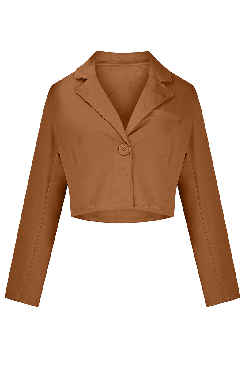 Kaynafashions - Street Solid Buttons Turn-back Collar Outerwear(6 Colors)