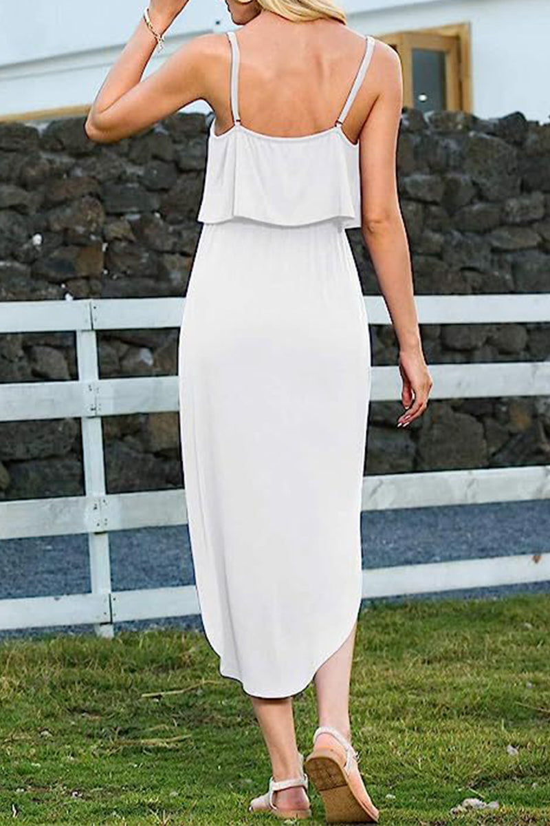 Kaynafashions - Casual Vacation Solid Backless U Neck Beach Dress Dresses(7 Colors)