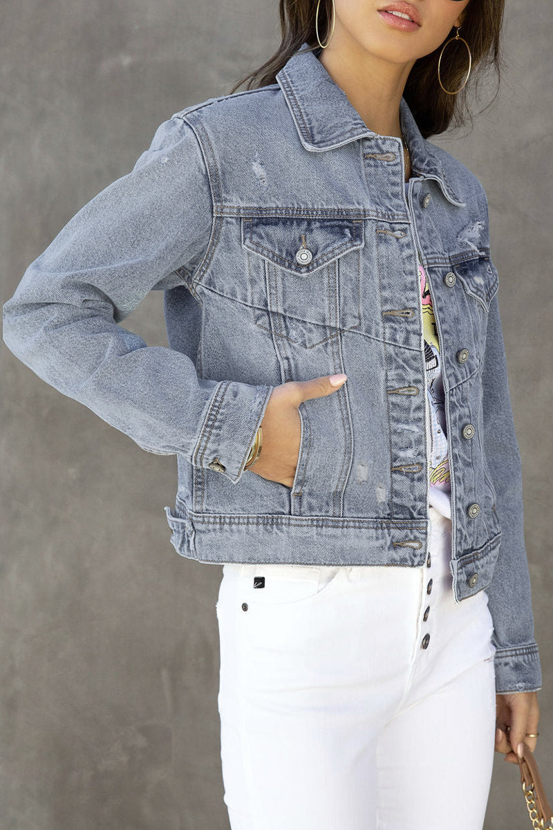 Kaynafashions - Casual Solid Patchwork Turndown Collar Outerwear