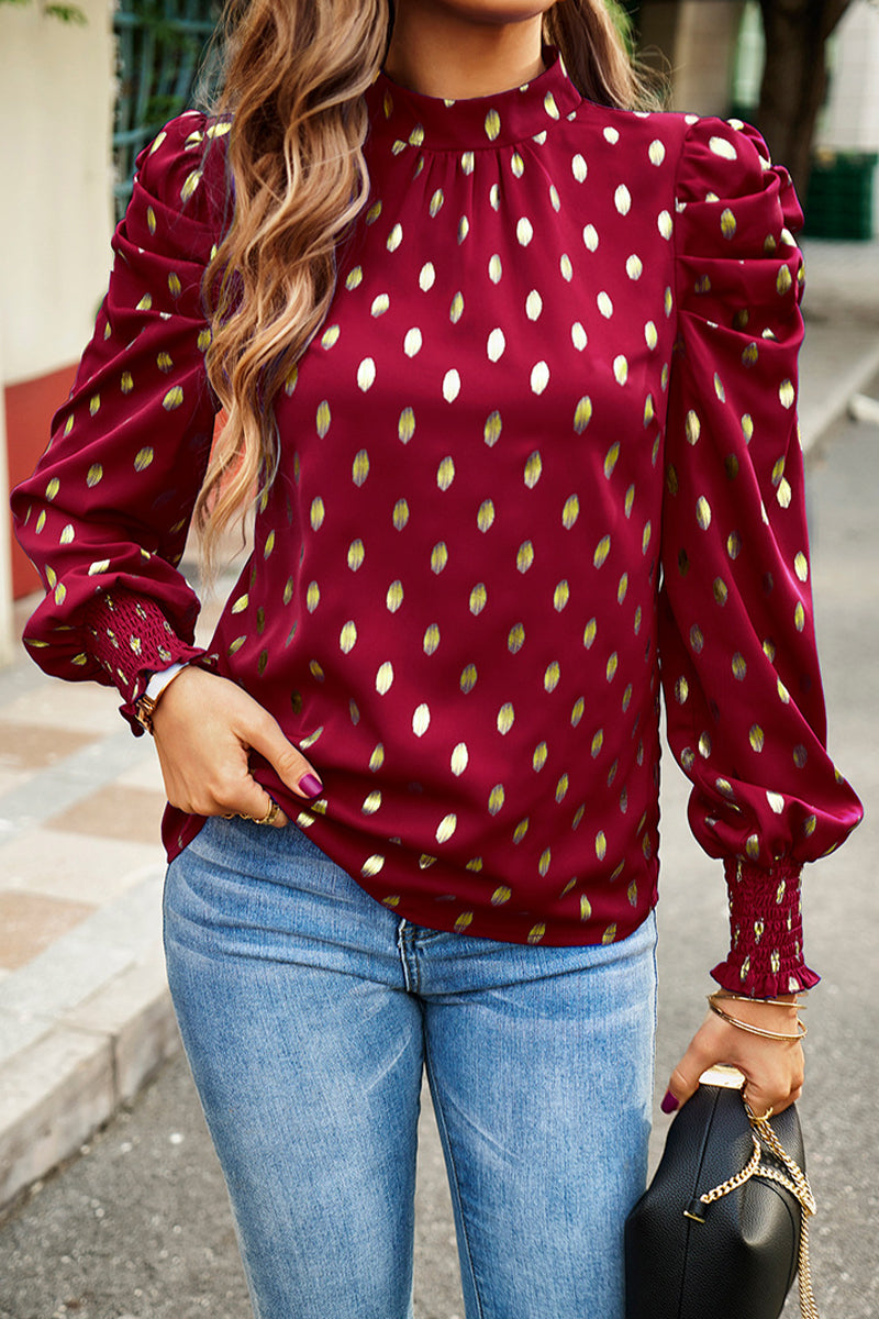 Kaynafashions - Elegant Polka Dot Fold Half A Turtleneck Tops