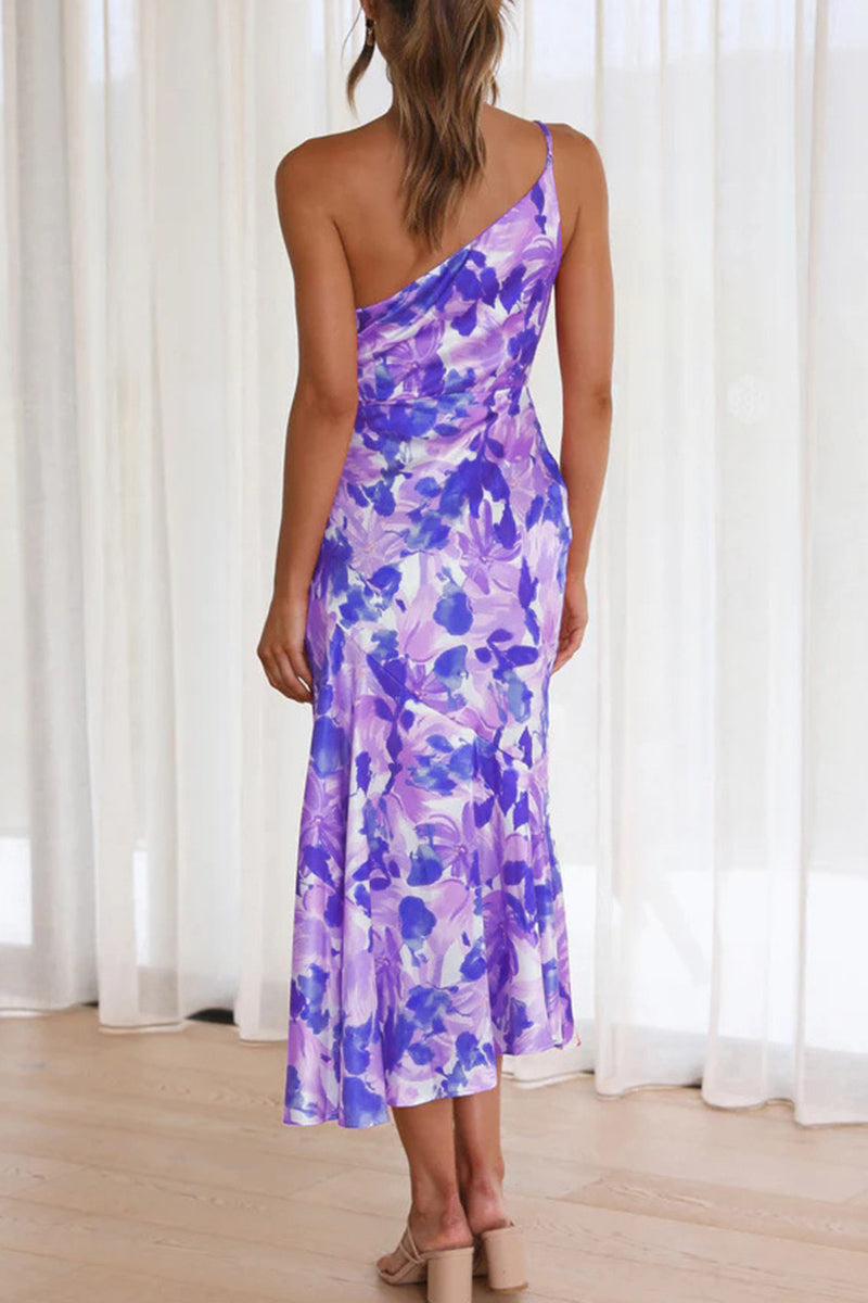 Kaynafashions - Elegant Floral Backless Oblique Collar Trumpet Mermaid Dresses