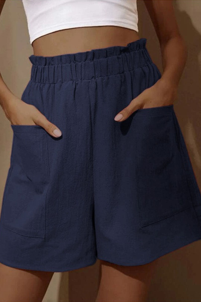 Kaynafashions - Fashion Casual Solid Pocket Loose High Waist Wide Leg Bottoms