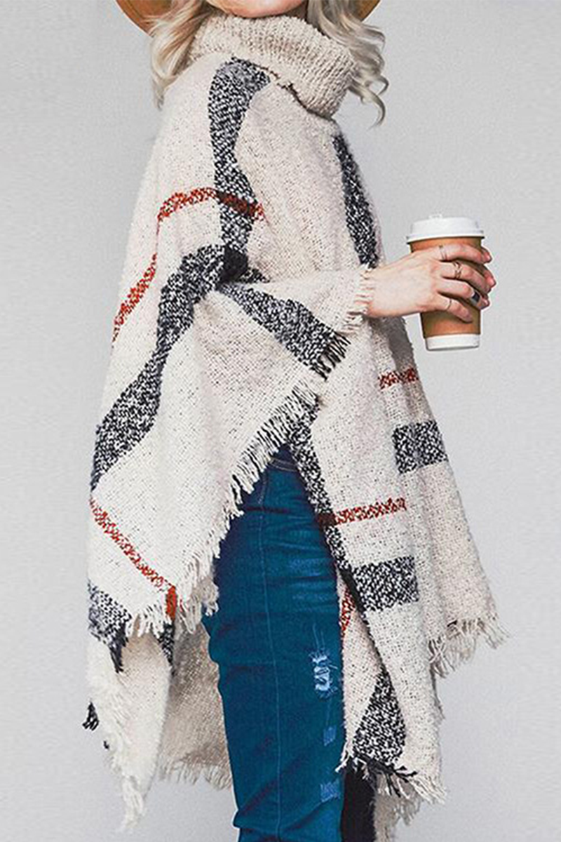 Kaynafashions - Casual Patchwork Tassel Turtleneck Cardigans(3 Colors)