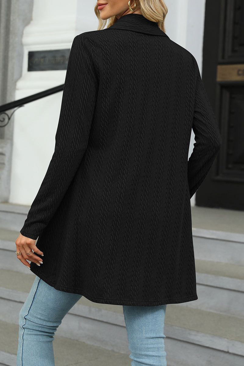 Kaynafashions - Casual Solid Asymmetrical Turndown Collar Tops