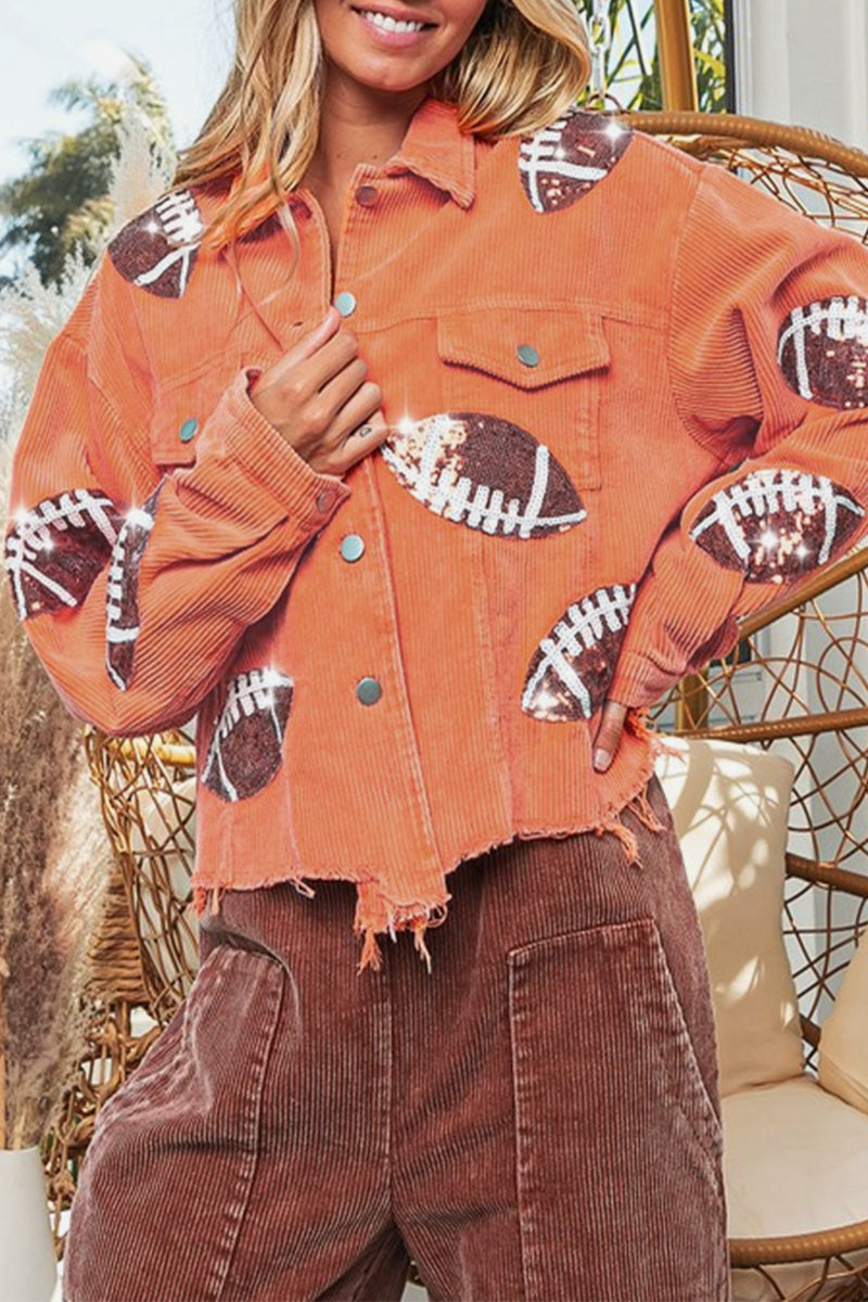 Kaynafashions - Elegant Solid Sequins Make Old Turndown Collar Outerwear