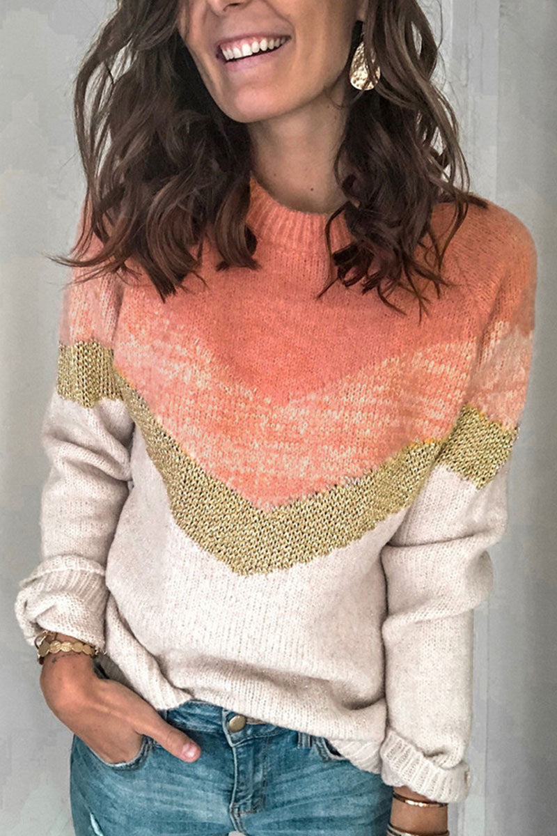 Kaynafashions - Fashion Street Patchwork O Neck Sweaters(5 colors)