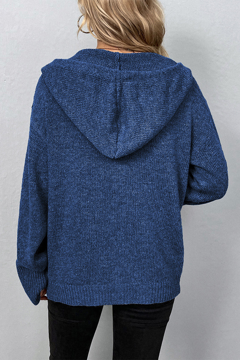 Kaynafashions - Casual Solid Buttons Hooded Collar Tops