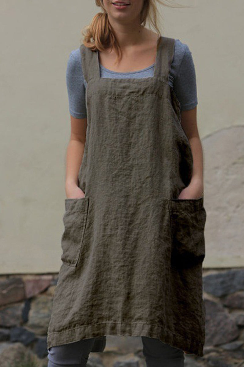 Kaynafashions - Casual Daily Solid Pocket Square Collar Irregular Dress Dresses(6 Colors)