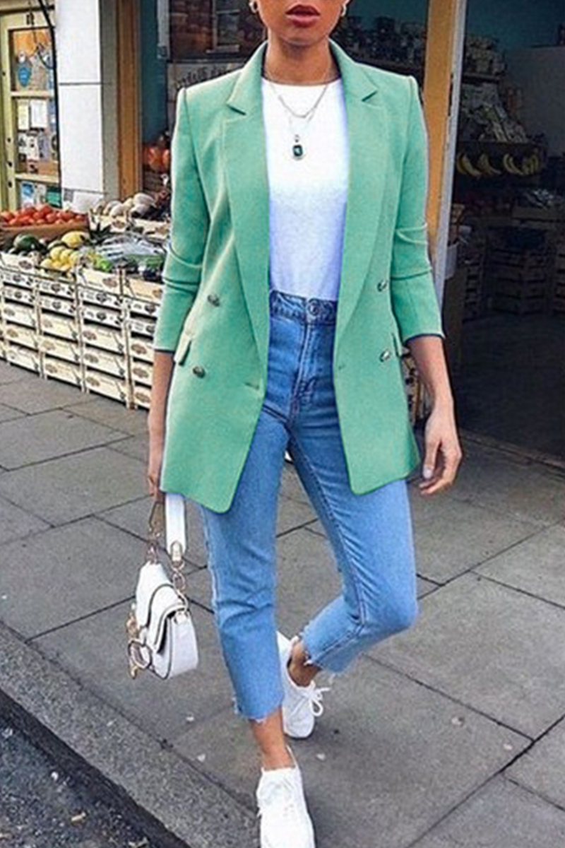 Kaynafashions - Fashion Solid Patchwork Turndown Collar Outerwear(9 colors)