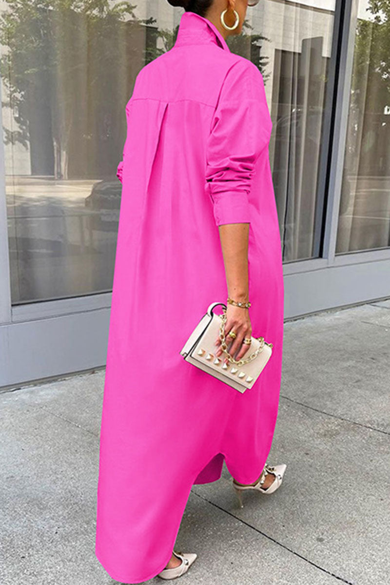 Kaynafashions - Casual Solid Patchwork Buckle Turndown Collar Tops