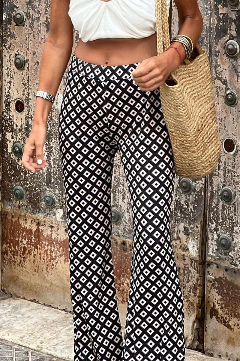 Kaynafashions - Casual College Print Patchwork Regular Speaker Full Print Bottoms