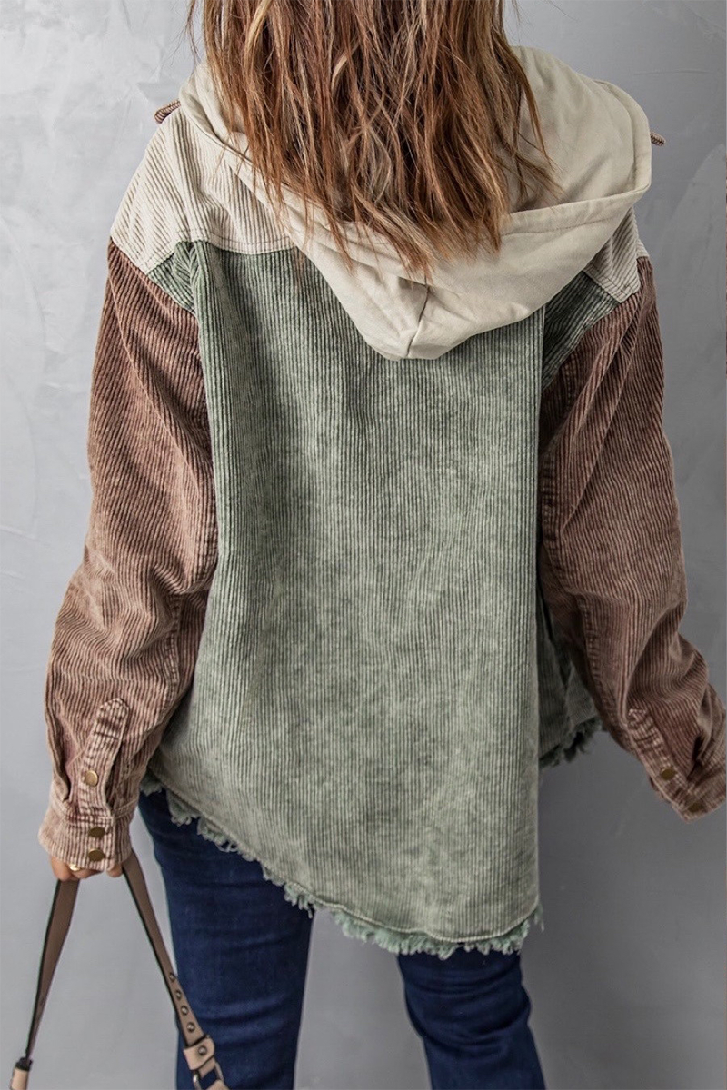 Kaynafashions - Casual Solid Draw String Turndown Collar Outerwear