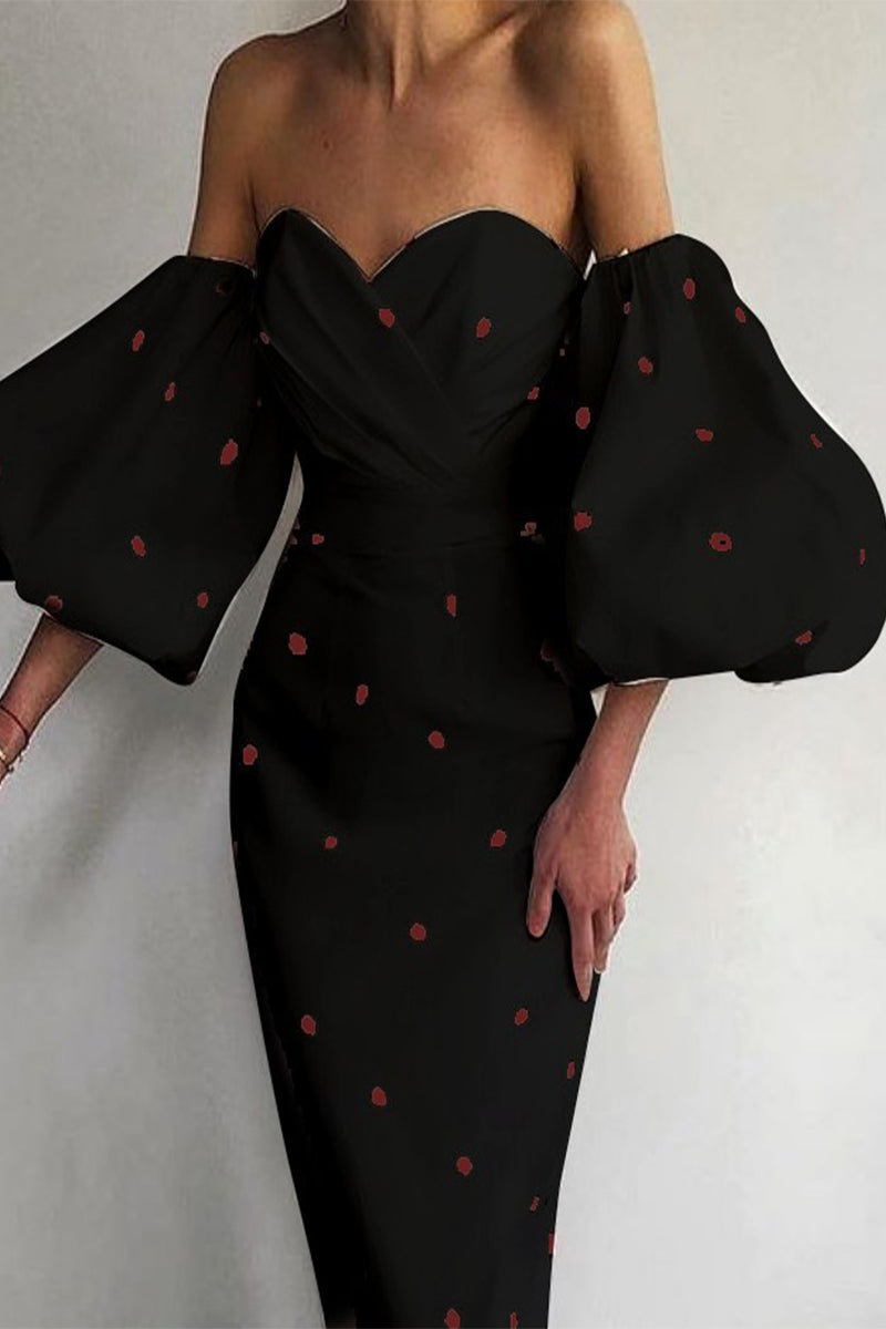 Kaynafashions - Sexy Elegant Print Patchwork Off the Shoulder Pencil Skirt Dresses