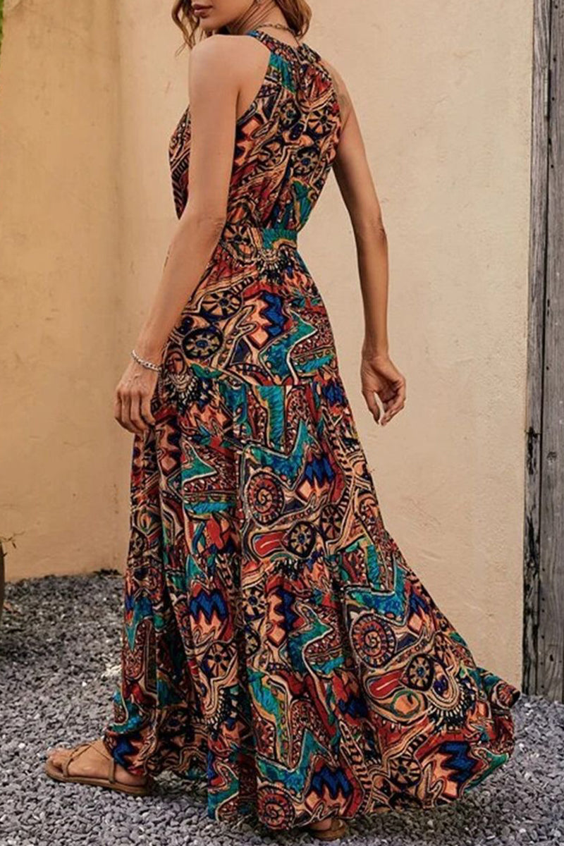 Kaynafashions - Bohemian Floral Patchwork Printed Dress Dresses