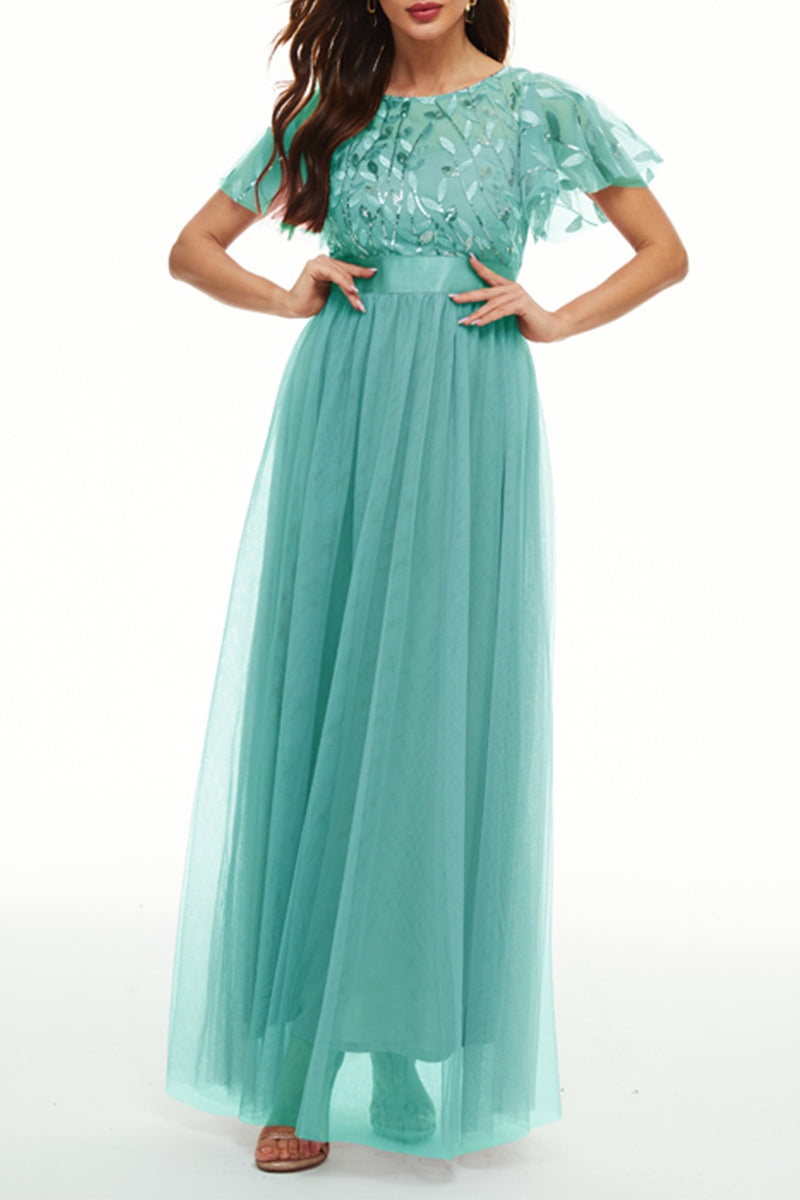 Kaynafashions - Elegant Formal Patchwork Zipper O Neck Ball Gown Dresses
