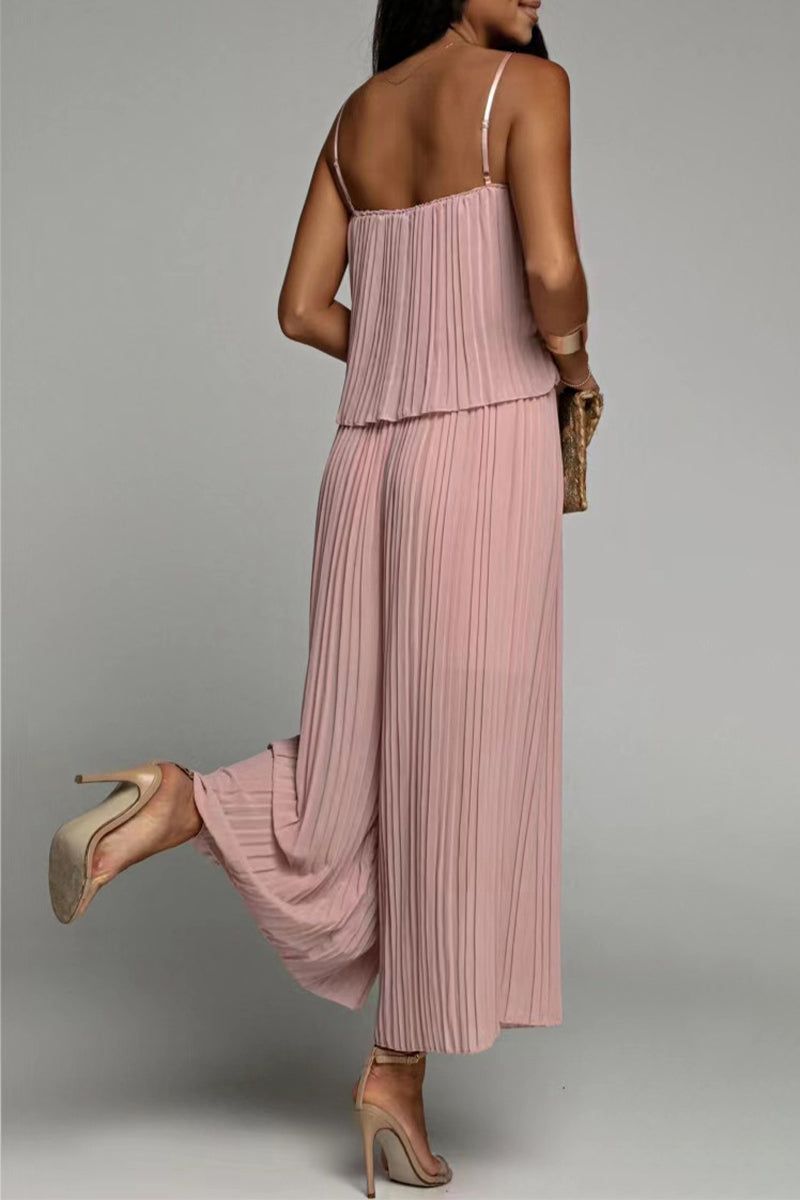 Kaynafashions - Casual Simplicity Solid Fold Strapless Loose Jumpsuits(3 Colors)