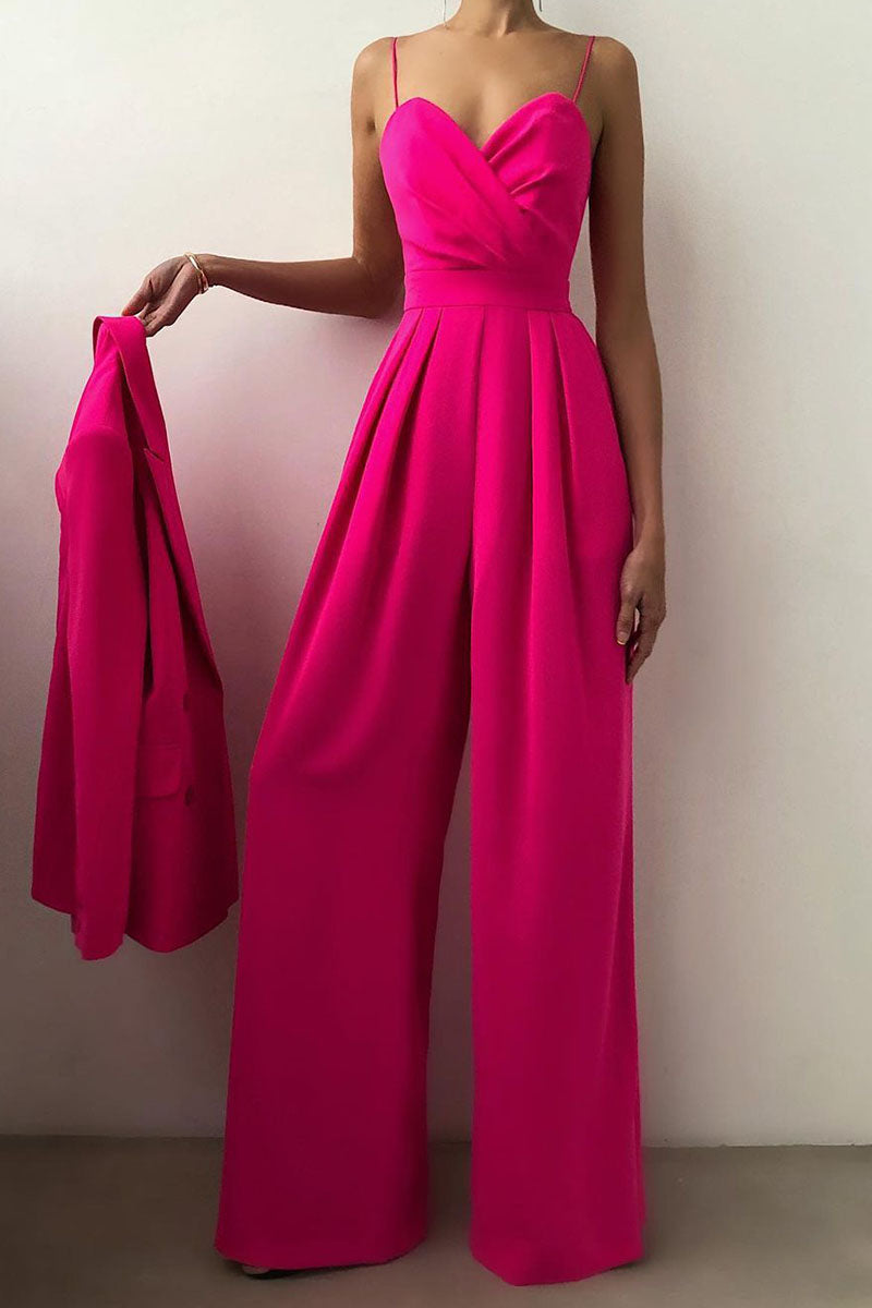 Kaynafashions - Fashion Casual Solid Patchwork V Neck Loose Jumpsuits(6 Colors)