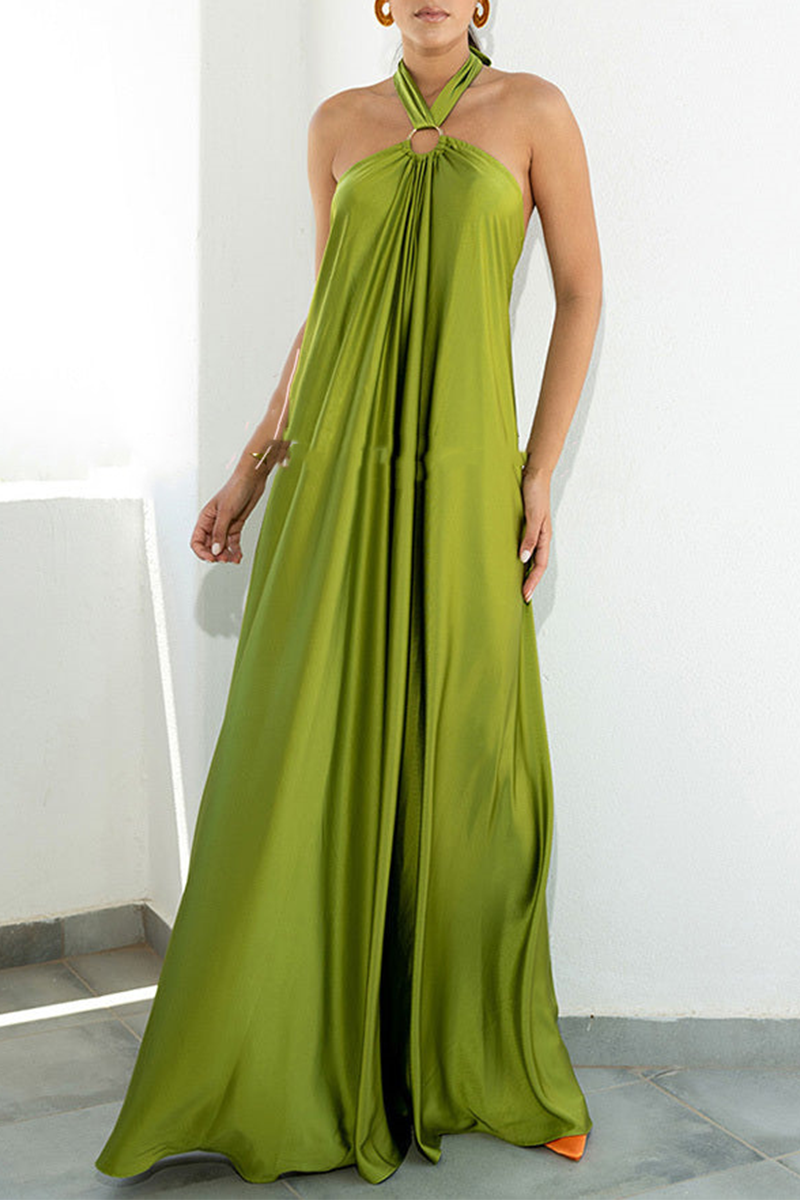 Kaynafashions - Casual Solid Patchwork Halter Straight Dresses(3 colors)