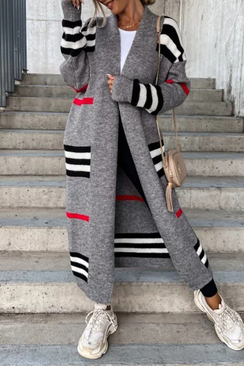 Kaynafashions - Casual Striped Print Outerwear