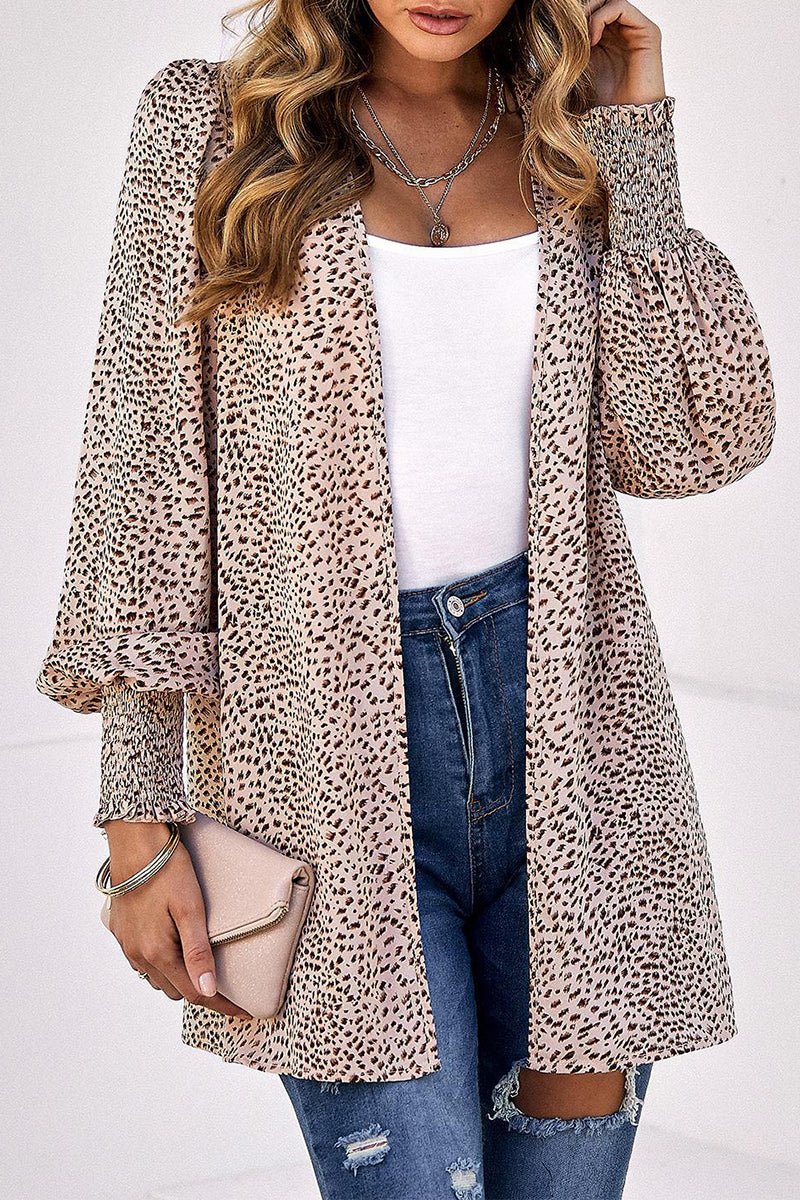 Kaynafashions - Elegant Leopard Printing Conventional Collar Tops(3 Colors)