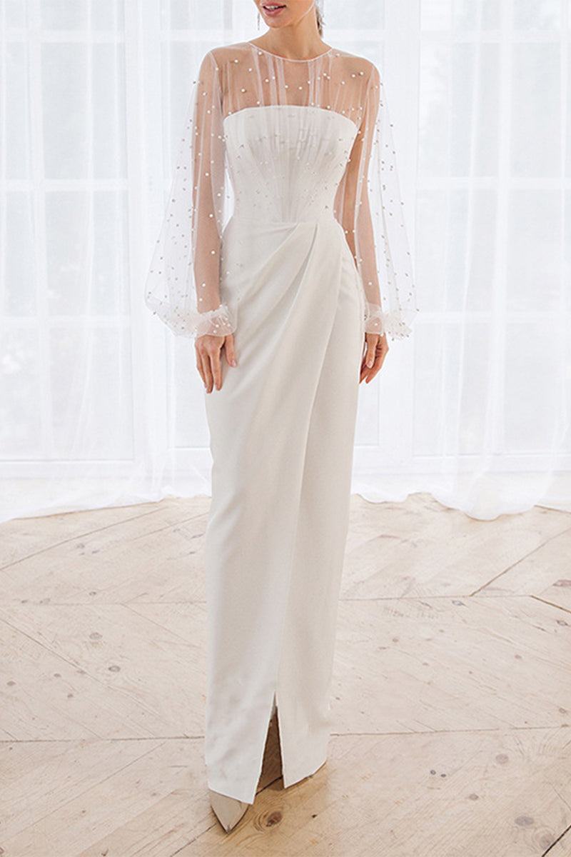 Kaynafashions - Elegant Formal Solid Lace O Neck Evening Dress Dresses