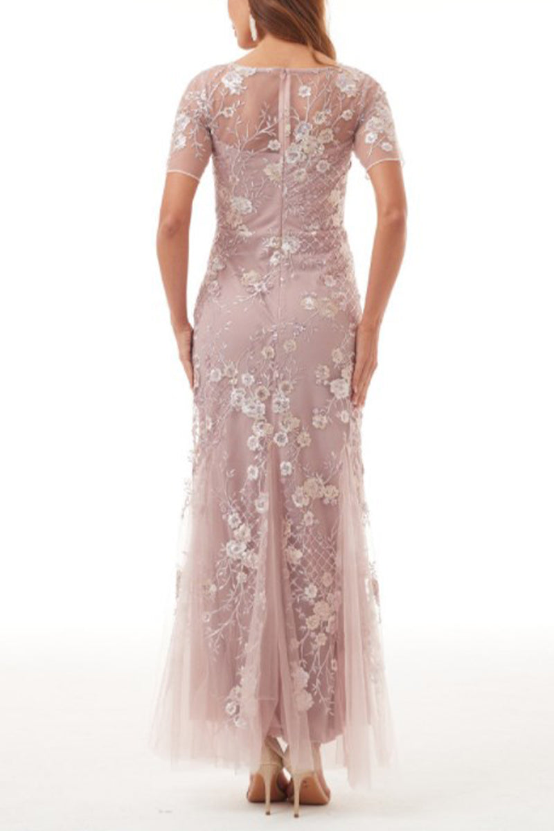 Kaynafashions - Celebrities Elegant Solid Embroidered O Neck Evening Dress Dresses