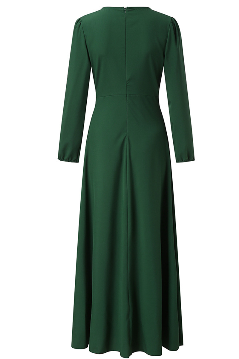 Kaynafashions - Casual Solid Patchwork V Neck Cake Skirt Dresses(3 colors)