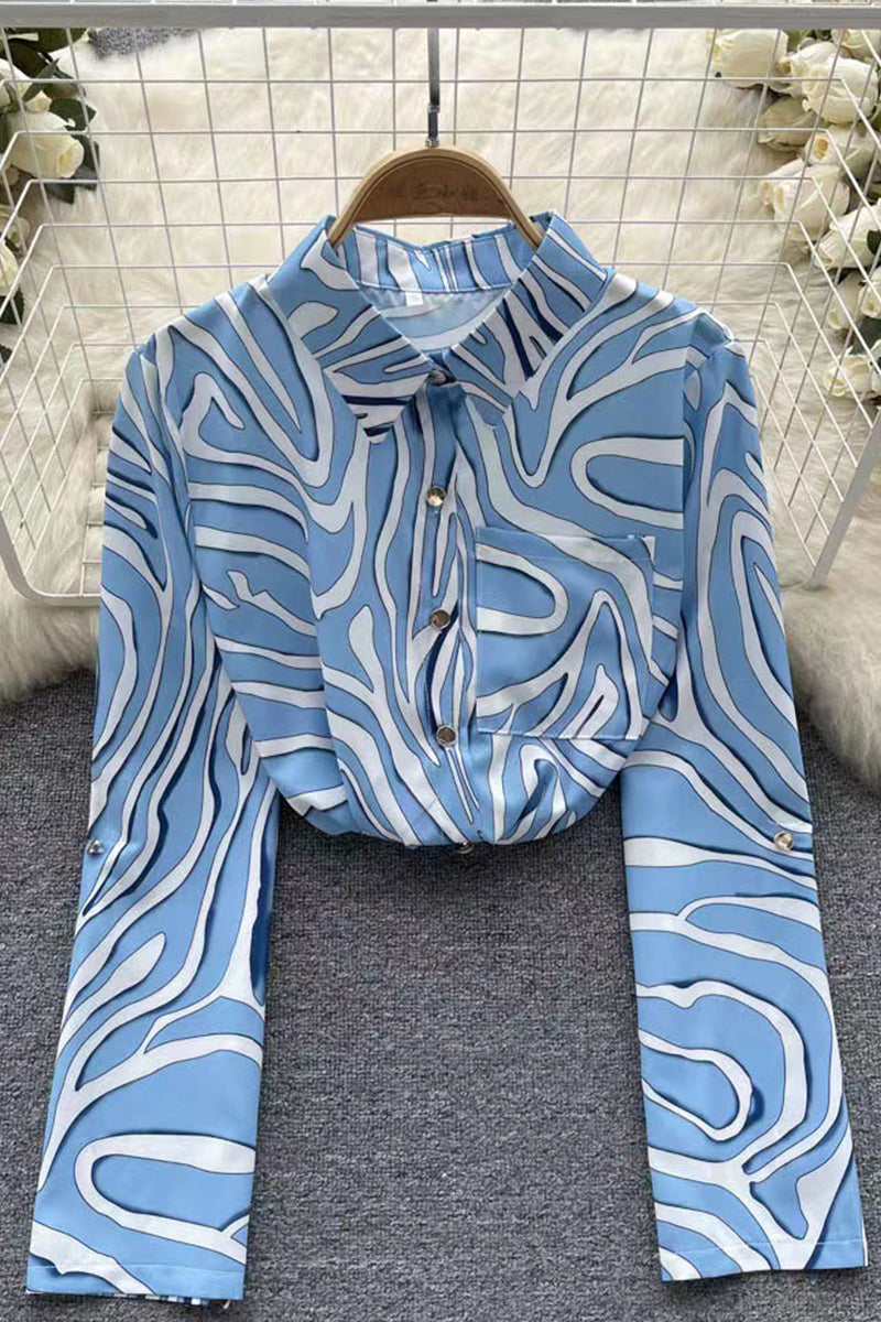 Kaynafashions - Work Elegant Floral Patchwork Turndown Collar Blouses(6 Colors)