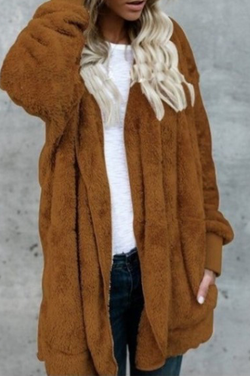 Kaynafashions - Casual Solid Patchwork Hooded Collar Outerwear(12 colors)