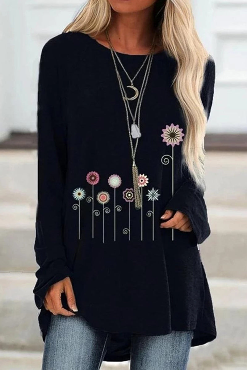 Kaynafashions - Casual Print Printing O Neck T-Shirts