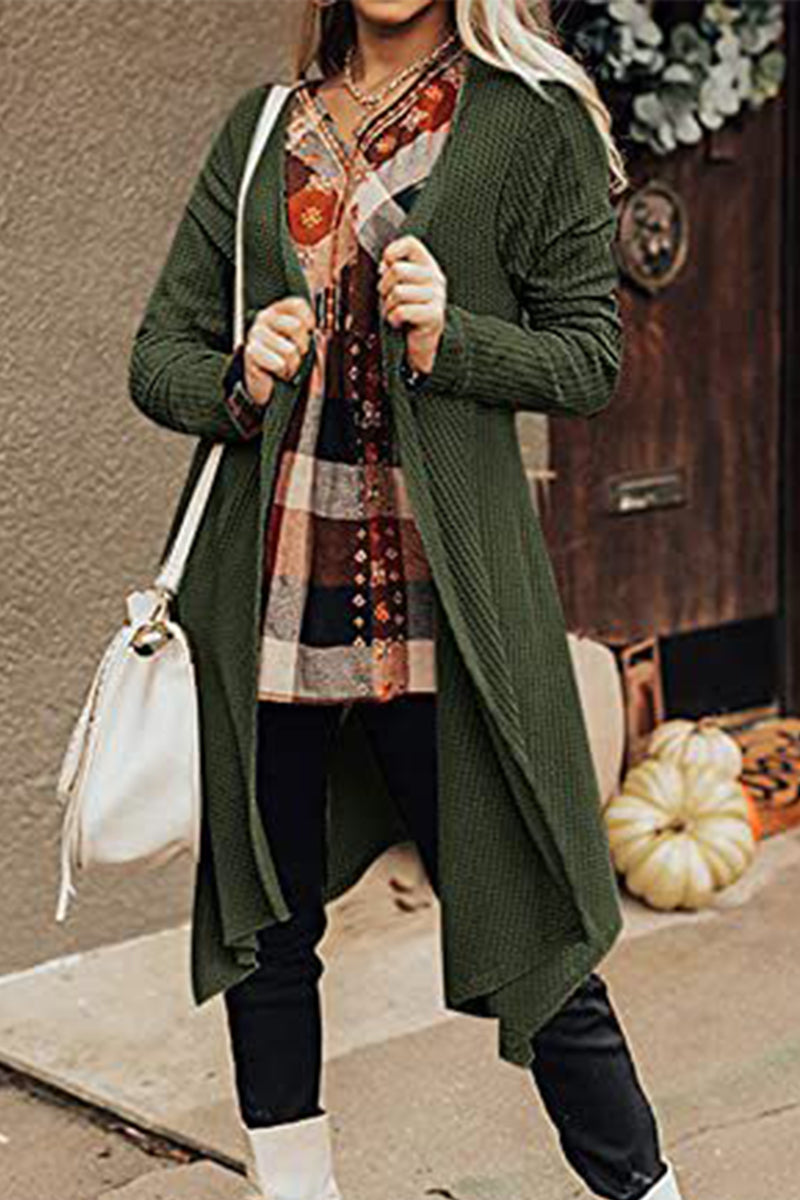 Kaynafashions - Casual Solid Asymmetrical O Neck Cardigans(8 Colors)