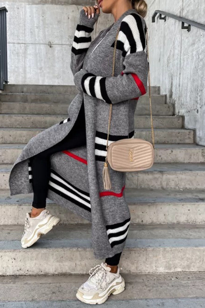 Kaynafashions - Casual Striped Print Outerwear