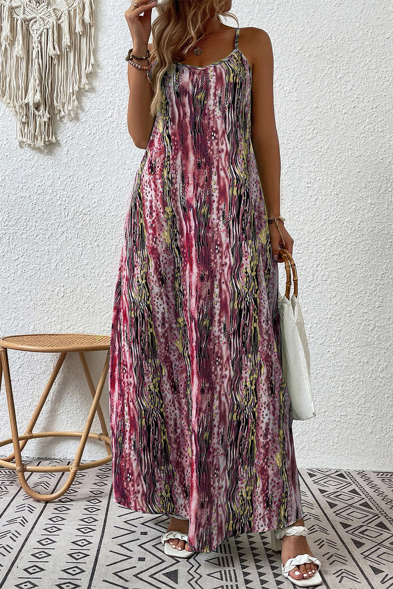 Kaynafashions - Casual College Print Patchwork O Neck Sling Dress Dresses