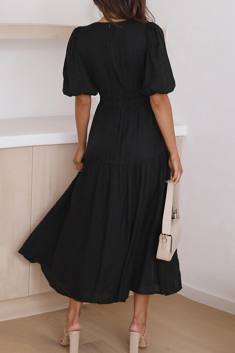 Kaynafashions - Elegant Solid V Neck A Line Dresses(4 Colors)