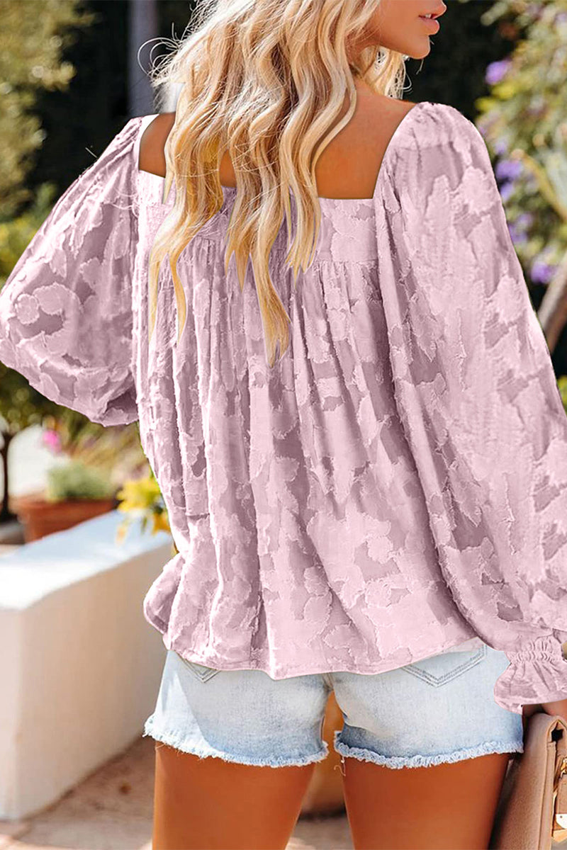 Kaynafashions - Fashion Elegant Print Patchwork Square Collar Tops(3 Colors)