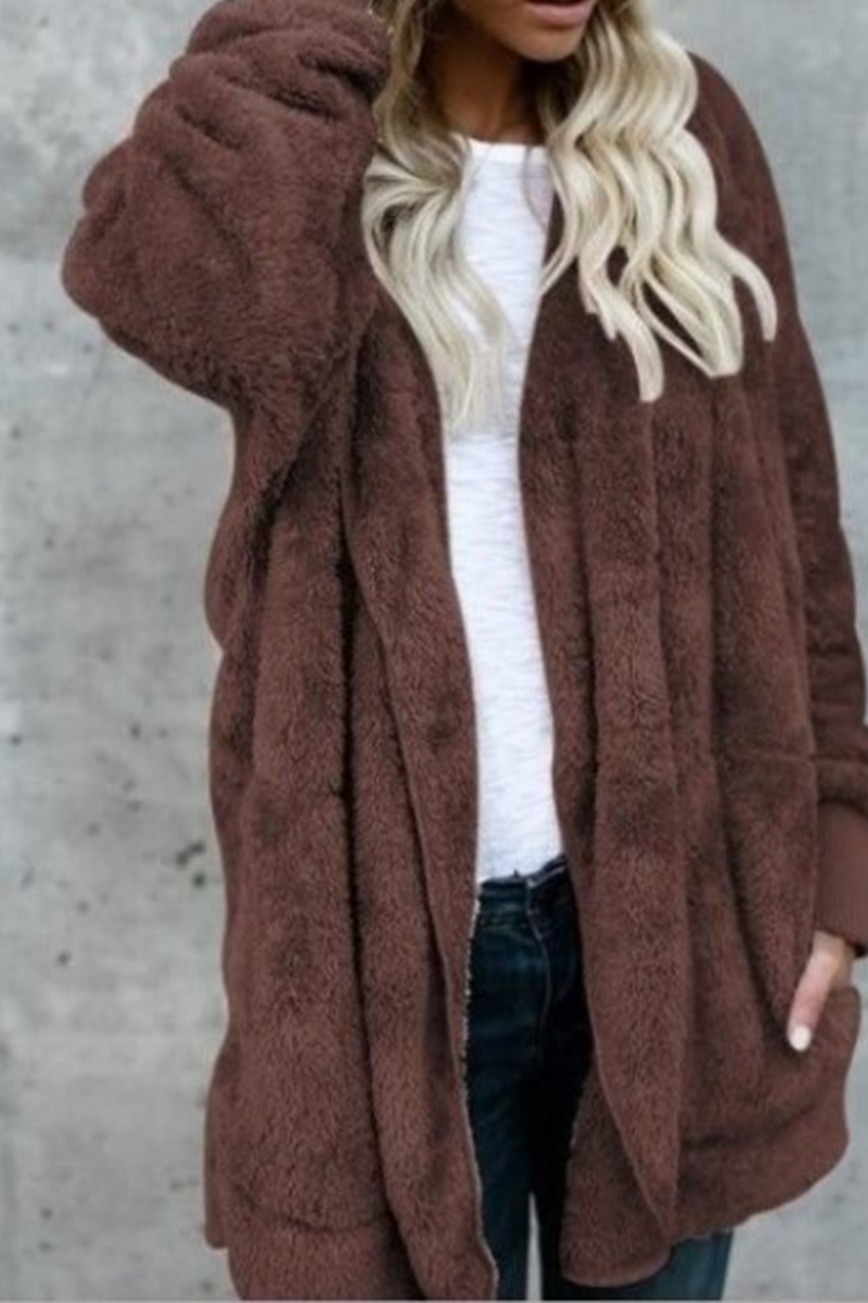 Kaynafashions - Casual Solid Patchwork Hooded Collar Outerwear(12 colors)